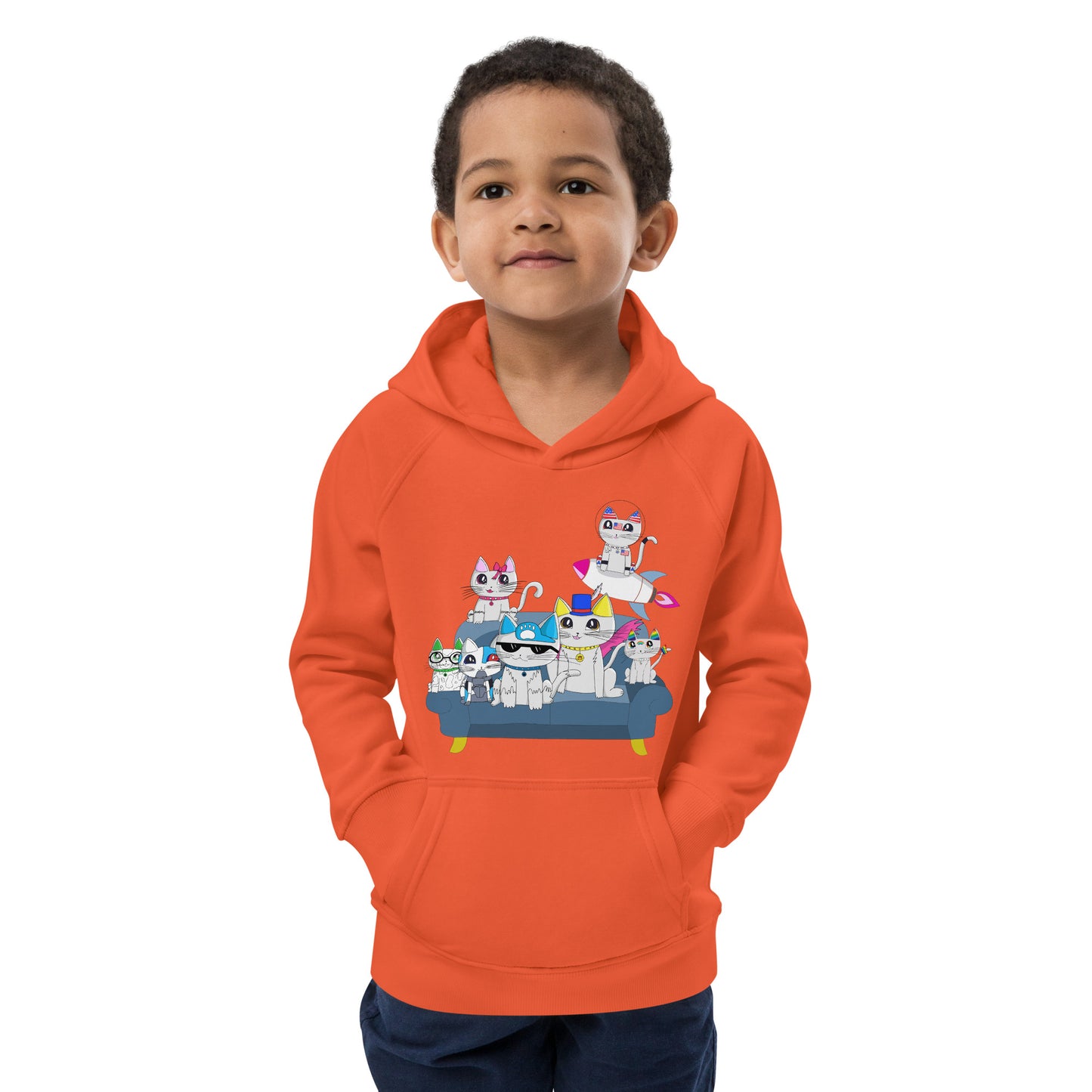 The whole Ami's Cats gang Kids eco hoodie