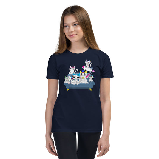 The whole Ami's Cats gang Youth Short Sleeve T-Shirt
